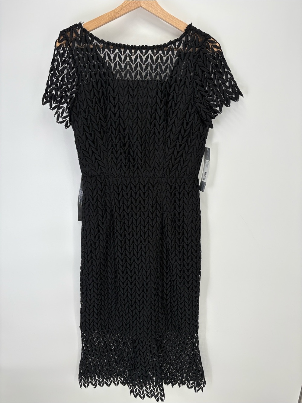 🎲 nwt Kay Unger Black Lace-Overlay Midi Dress k111442